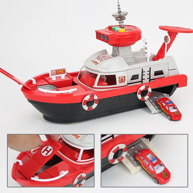 Kids Toys Simulation Track Inertia Boat Diecasts & Toy Vehicles Music Story Light Toy Ship Model Toy Car Parking Boys Toys LuxxTec 